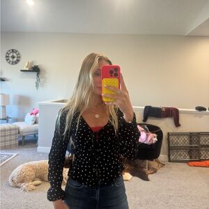 Abercrombie & Fitch Black and White Polka Dot Blouse